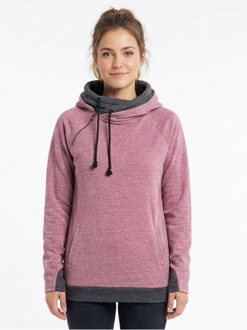 Ampersand Avenue DoubleHood™ Heather Mauve Grey XL Athleisure Cozy Hoodie